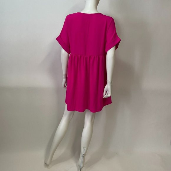 Entro Hot Pink Short Sleeve Babydoll Dress - Picture 2 of 4